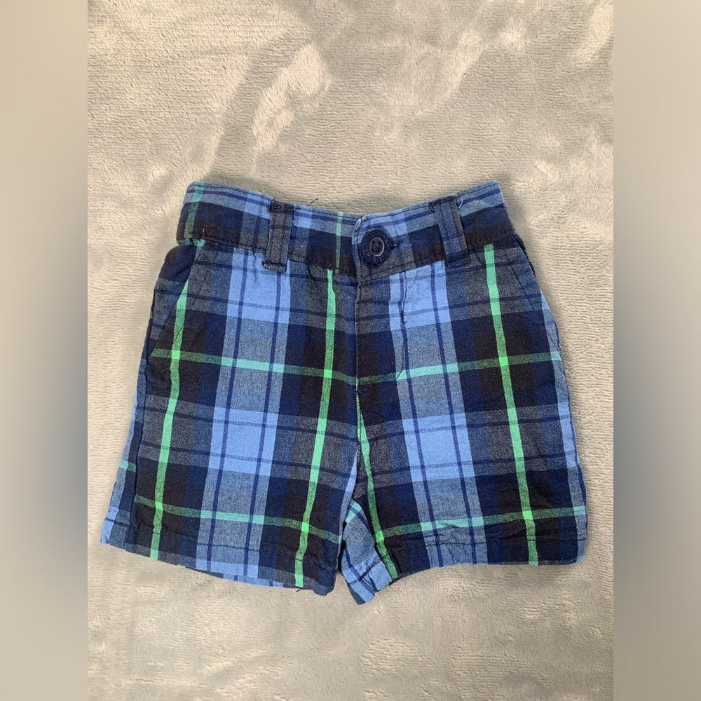 U.S. Polo Assn. Kids Plaid Shorts in Blue and Green